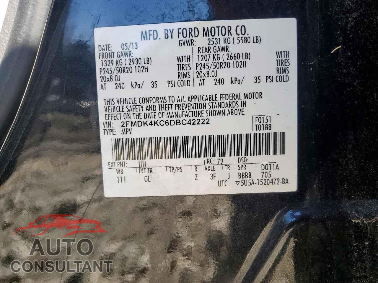 FORD EDGE 2013 - 2FMDK4KC6DBC42222