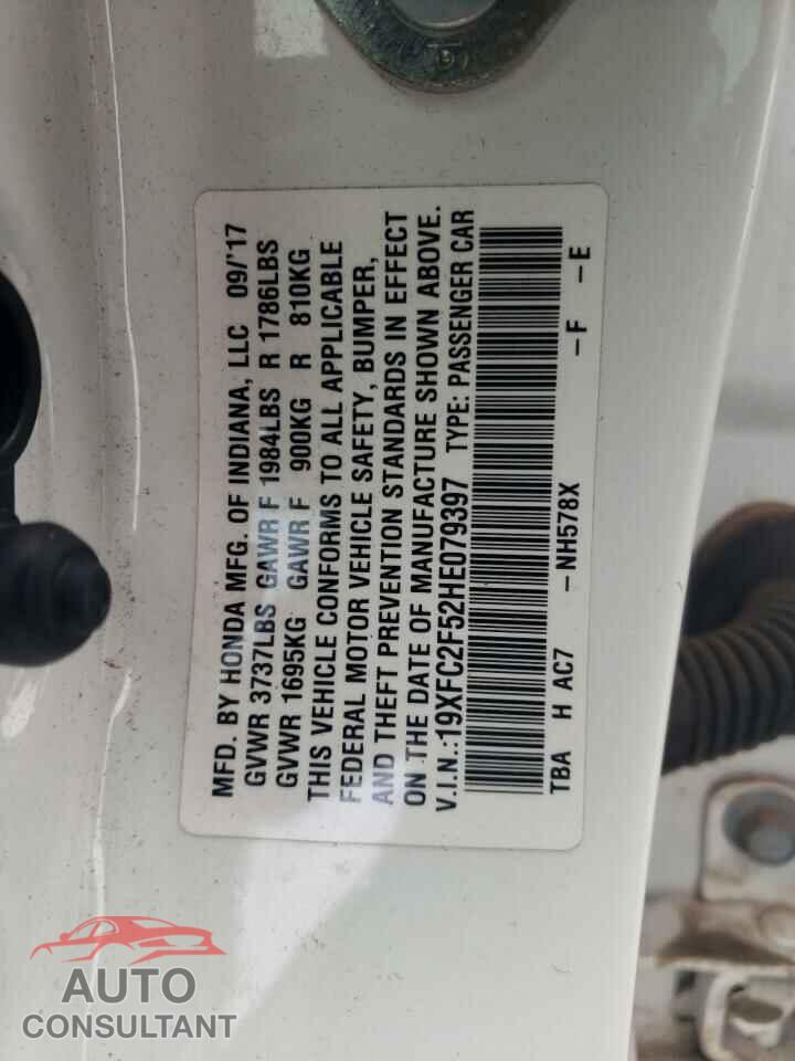 HONDA CIVIC 2017 - 19XFC2F52HE079397