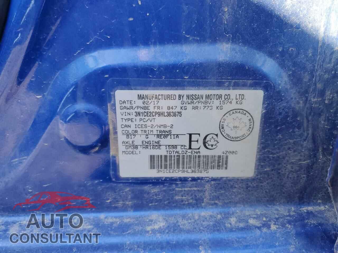 NISSAN VERSA 2017 - 3N1CE2CP9HL363675