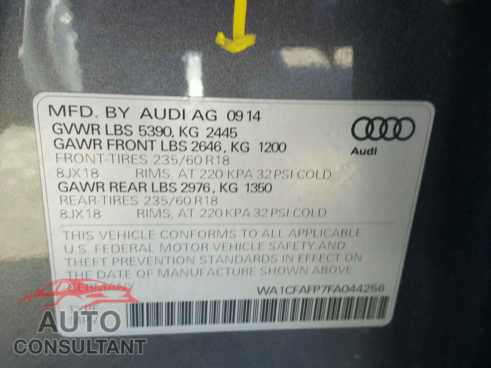 AUDI Q5 2015 - WA1CFAFP7FA044256