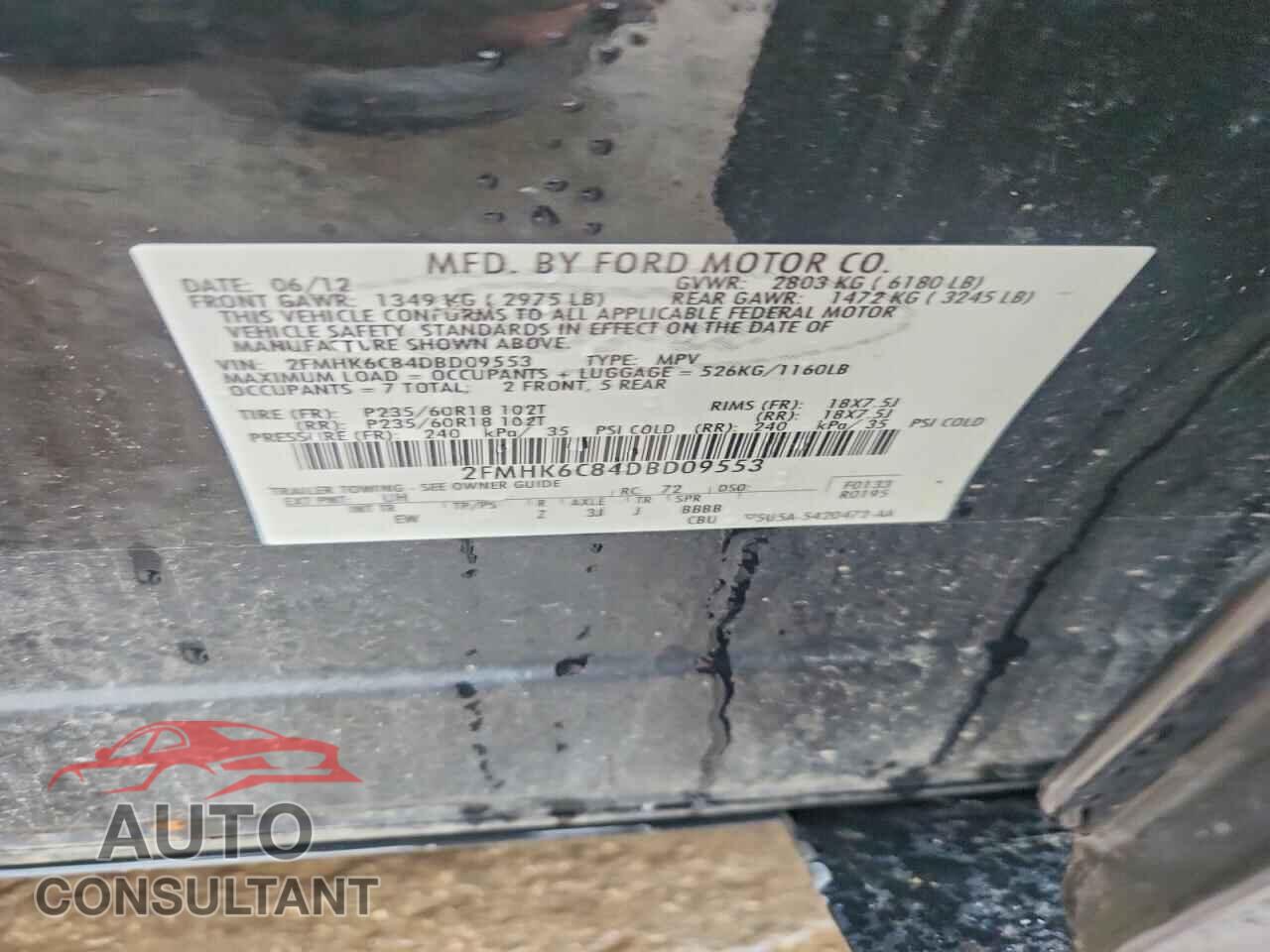 FORD FLEX 2013 - 2FMHK6C84DBD09553