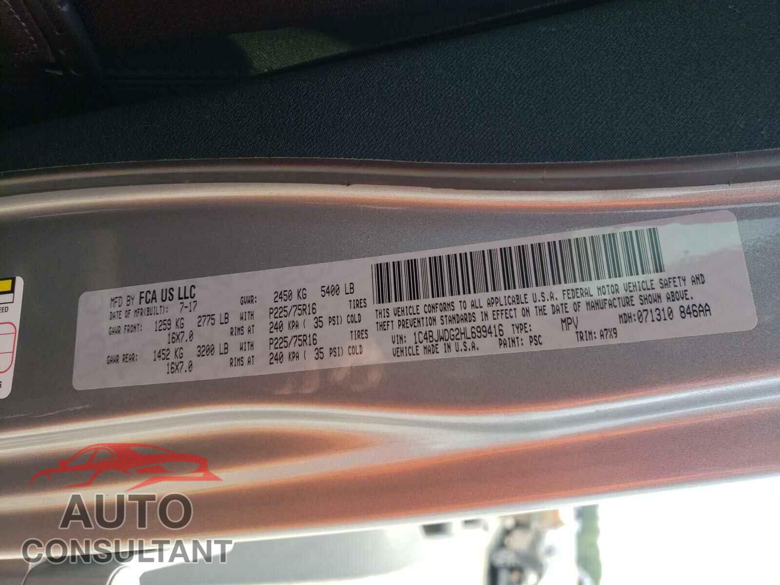 JEEP WRANGLER 2017 - 1C4BJWDG2HL699416