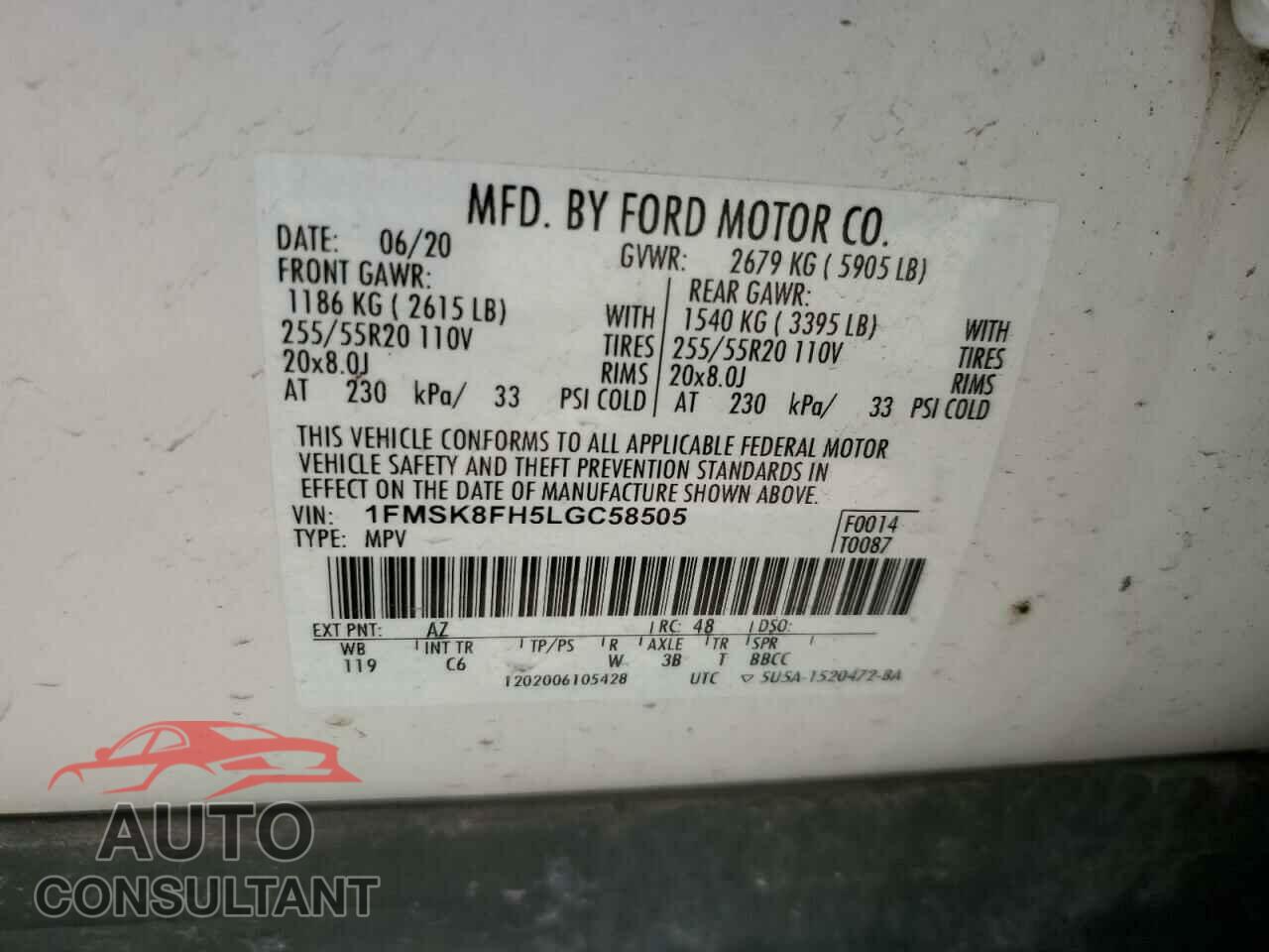 FORD EXPLORER 2020 - 1FMSK8FH5LGC58505