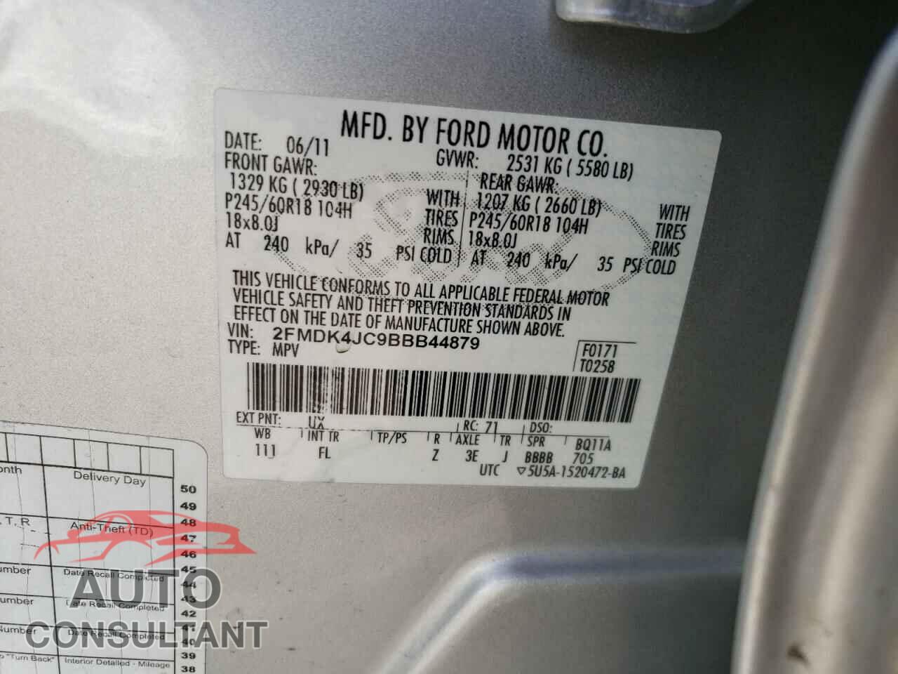 FORD EDGE 2011 - 2FMDK4JC9BBB44879