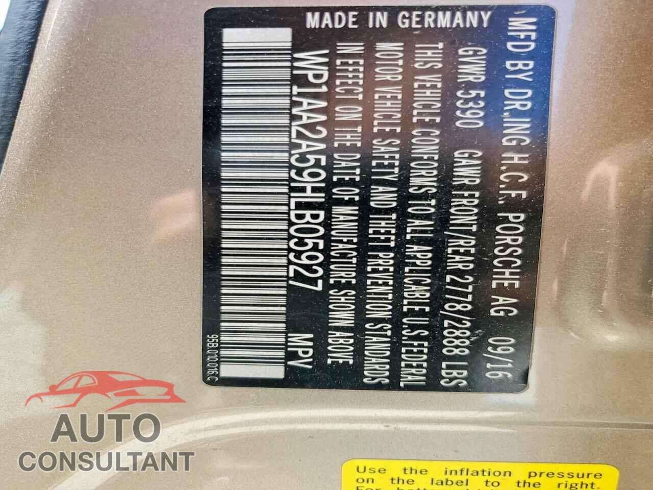 PORSCHE MACAN 2017 - WP1AA2A59HLB05927