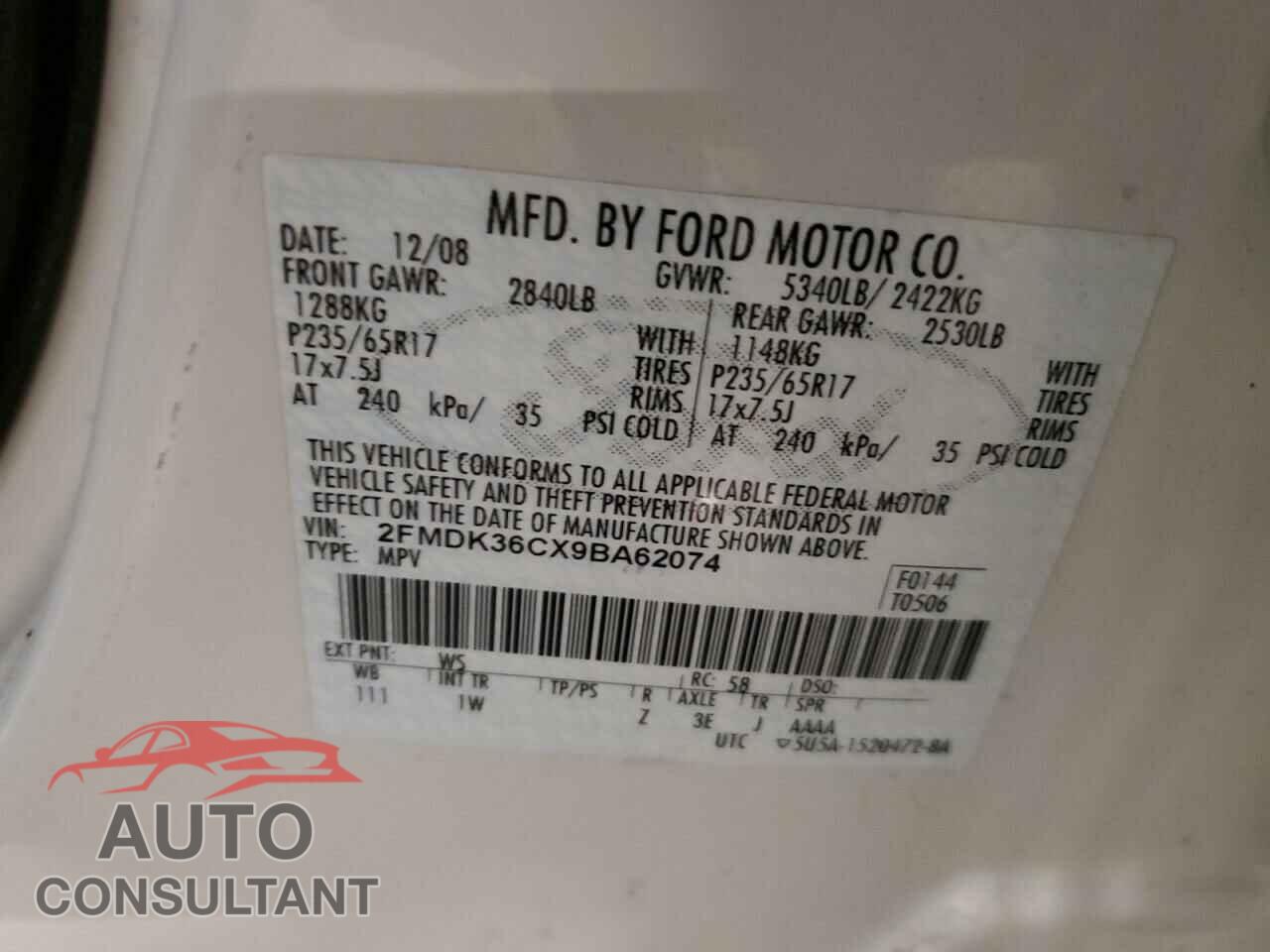 FORD EDGE 2009 - 2FMDK36CX9BA62074