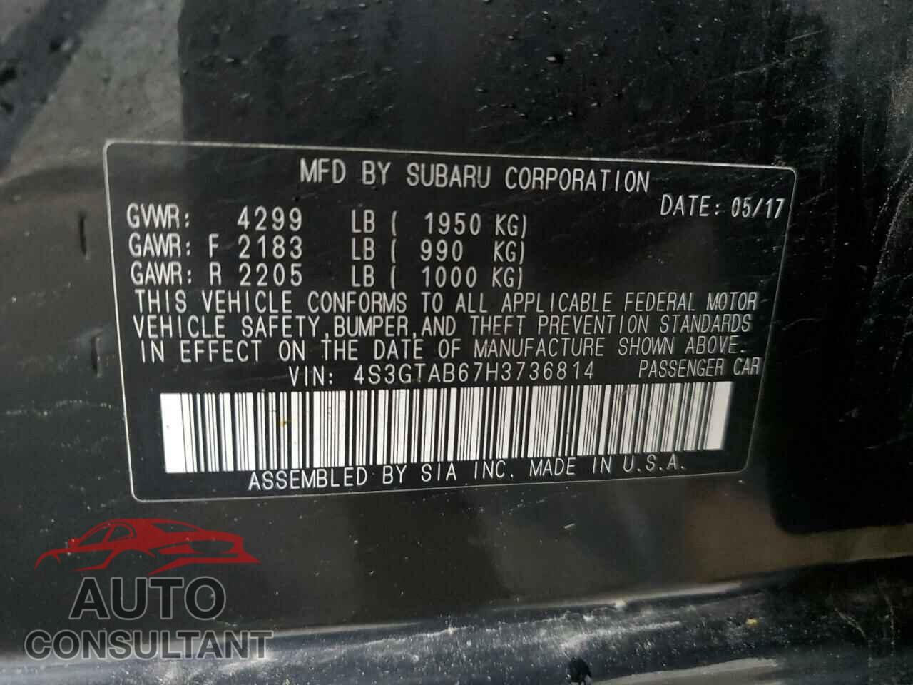 SUBARU IMPREZA 2017 - 4S3GTAB67H3736814