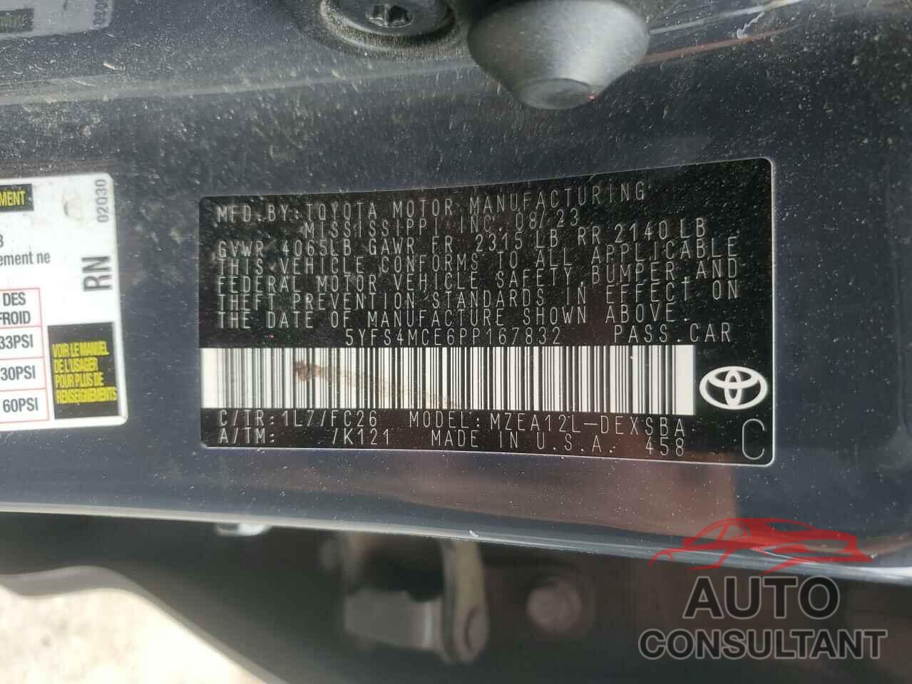 TOYOTA COROLLA 2023 - 5YFS4MCE6PP167832