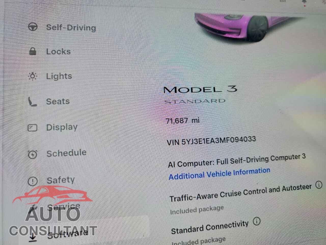 TESLA MODEL 3 2021 - 5YJ3E1EA3MF094033