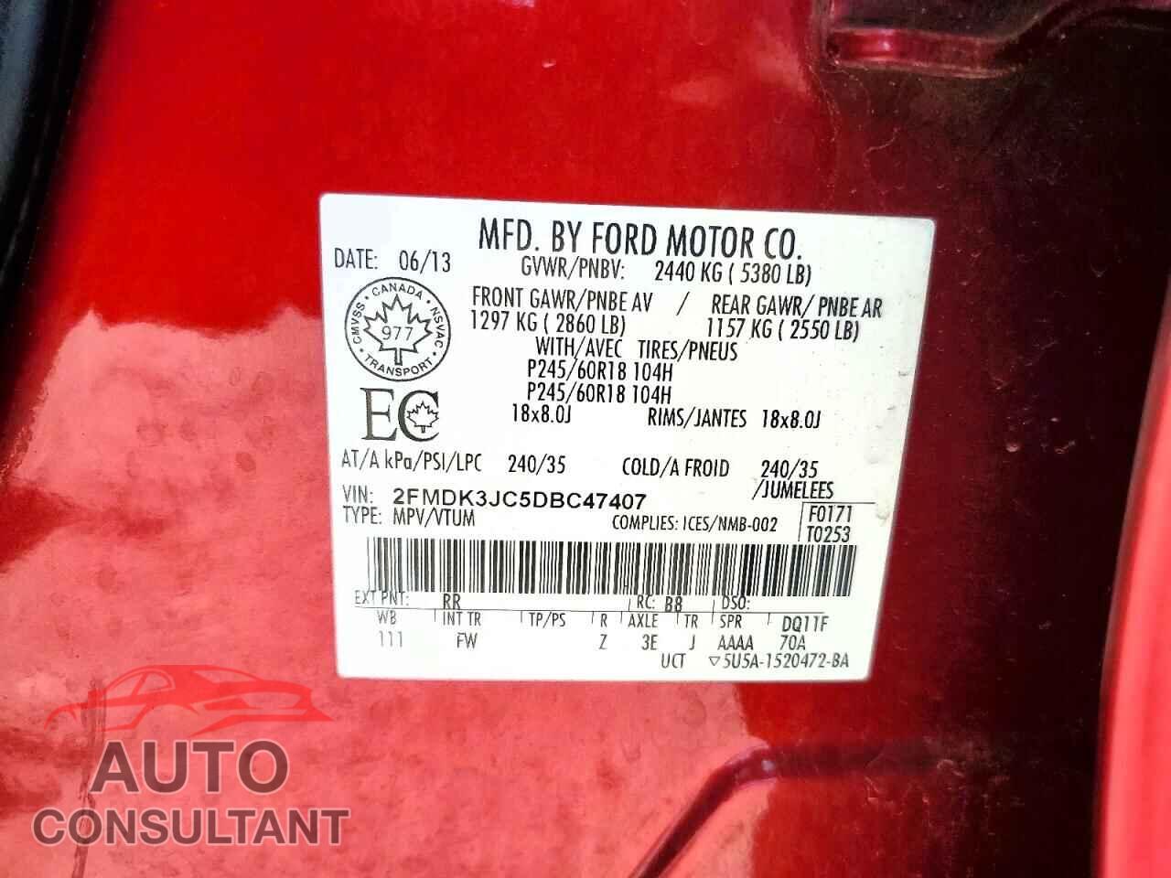 FORD EDGE 2013 - 2FMDK3JC5DBC47407