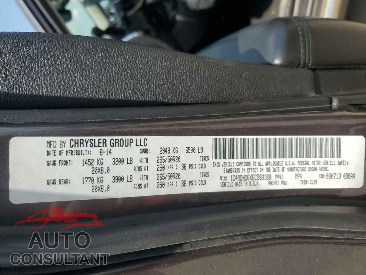 DODGE DURANGO 2014 - 1C4RDHDGXEC593180