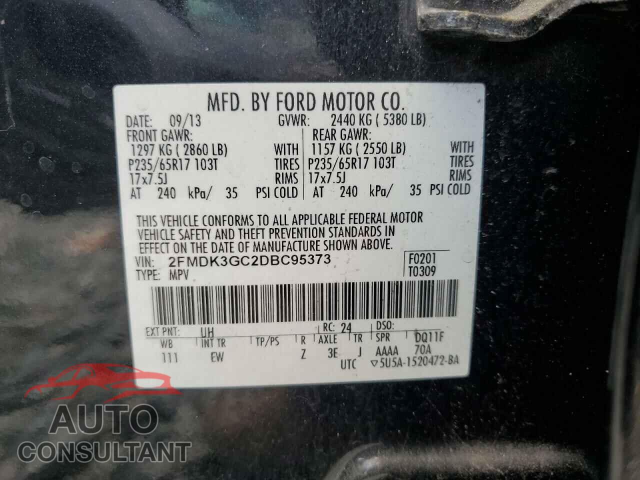 FORD EDGE 2013 - 2FMDK3GC2DBC95373
