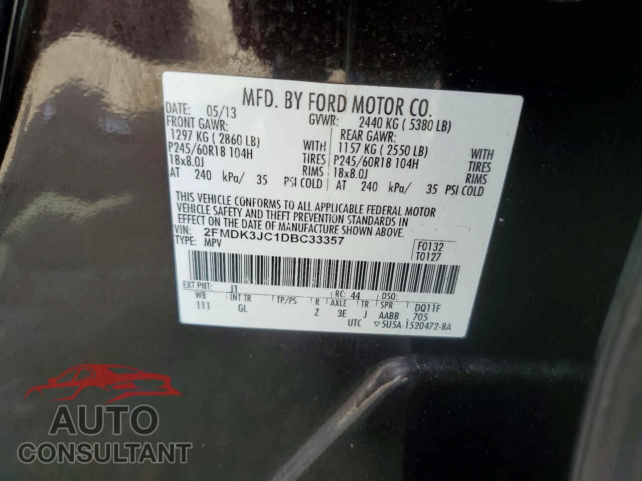 FORD EDGE 2013 - 2FMDK3JC1DBC33357
