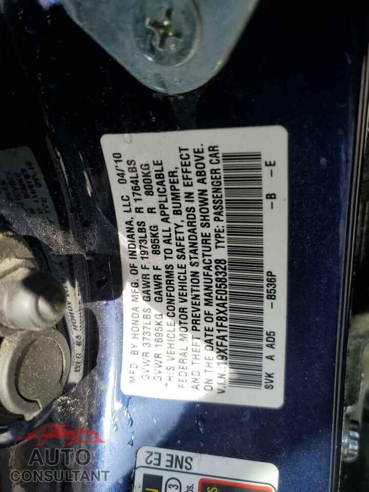 HONDA CIVIC 2010 - 19XFA1F8XAE058328