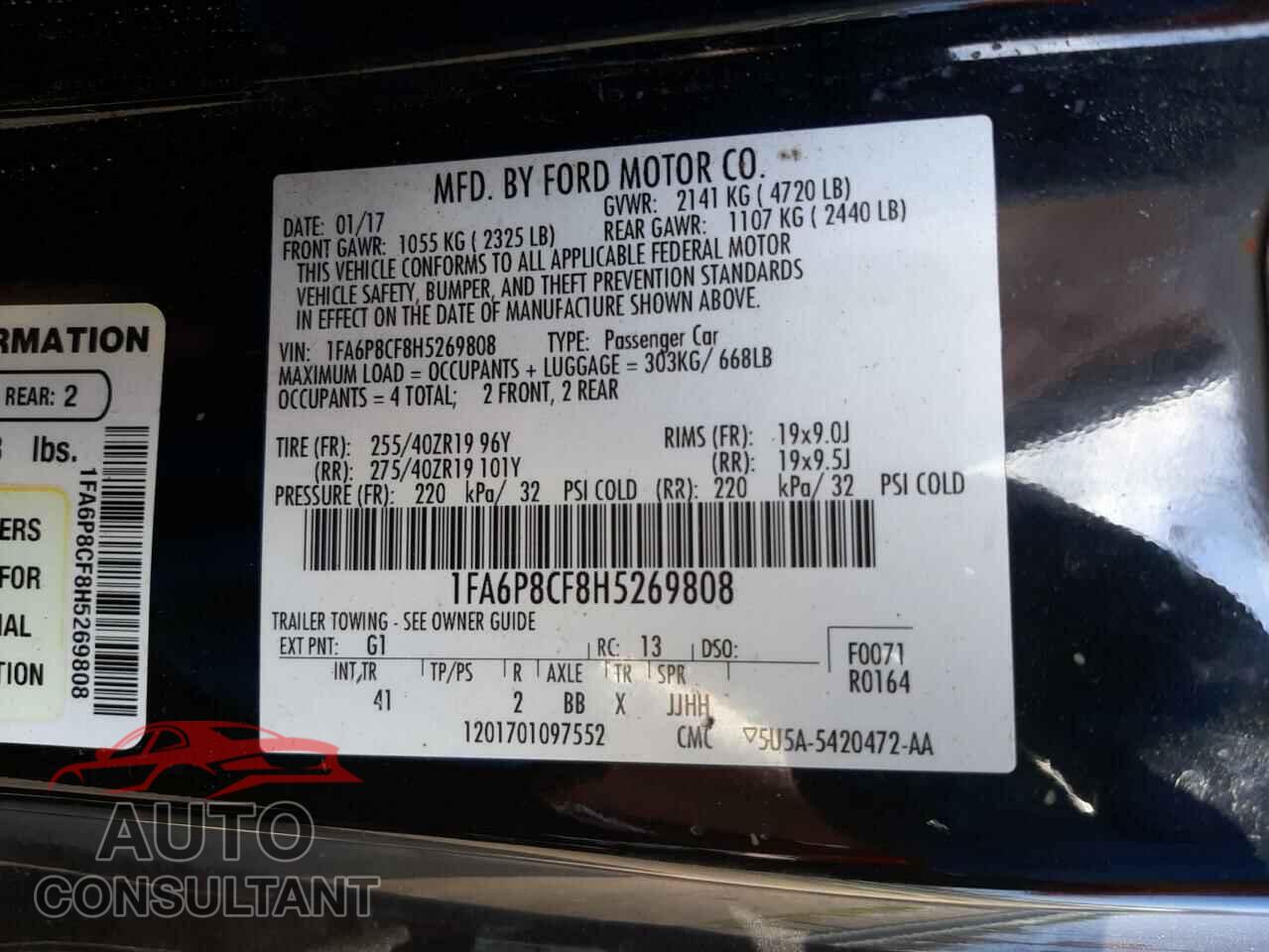 FORD MUSTANG 2017 - 1FA6P8CF8H5269808