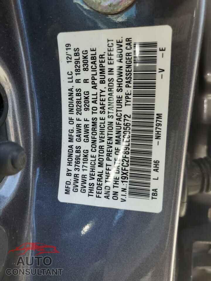 HONDA CIVIC 2020 - 19XFC2F89LE005672