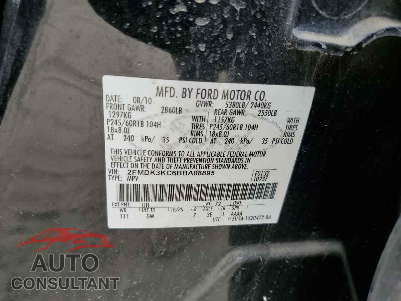 FORD EDGE 2011 - 2FMDK3KC6BBA08895