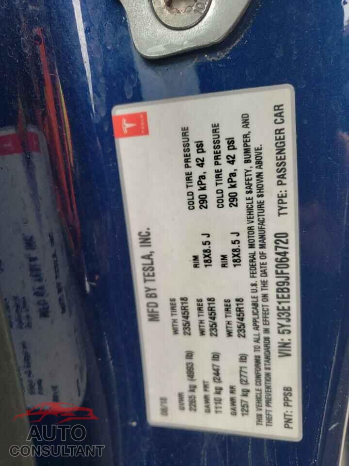 TESLA MODEL 3 2018 - 5YJ3E1EB9JF064720