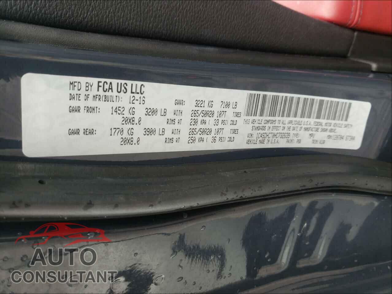DODGE DURANGO 2017 - 1C4SDHCT0HC732639