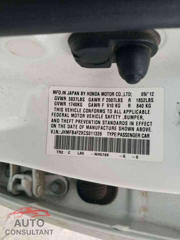 HONDA CIVIC 2012 - JHMFB4F2XCS011339