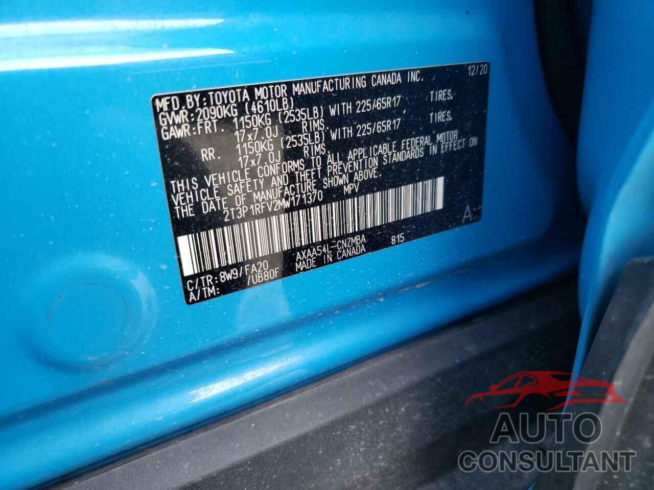 TOYOTA RAV4 2021 - 2T3P1RFV2MW171370
