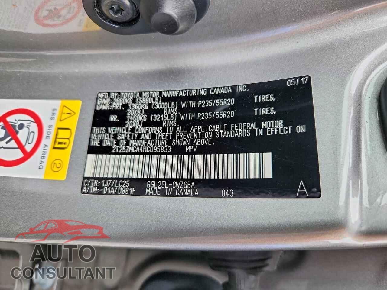 LEXUS RX350 2017 - 2T2BZMCA4HC095833