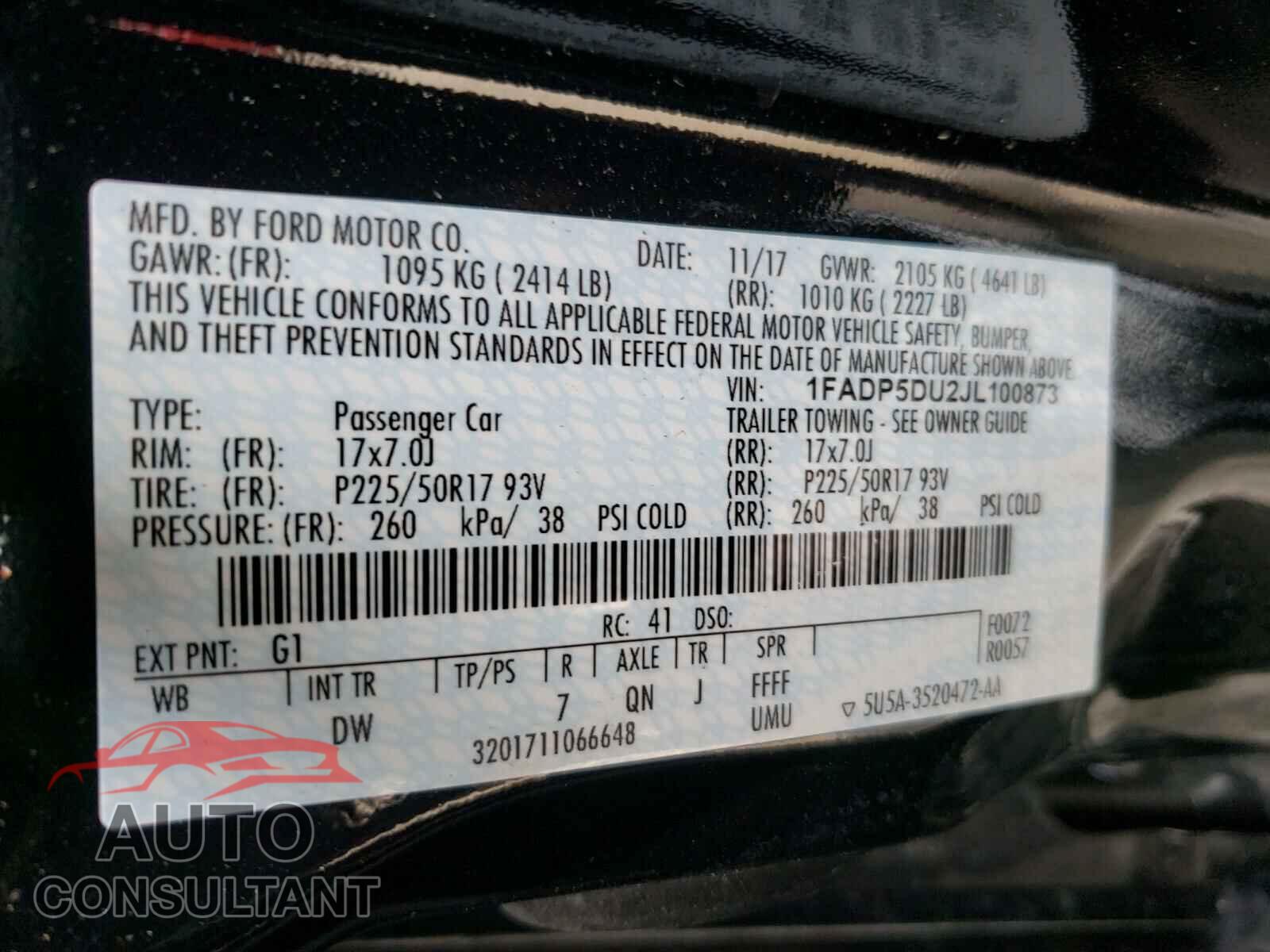 FORD CMAX 2018 - 1FADP5DU2JL100873