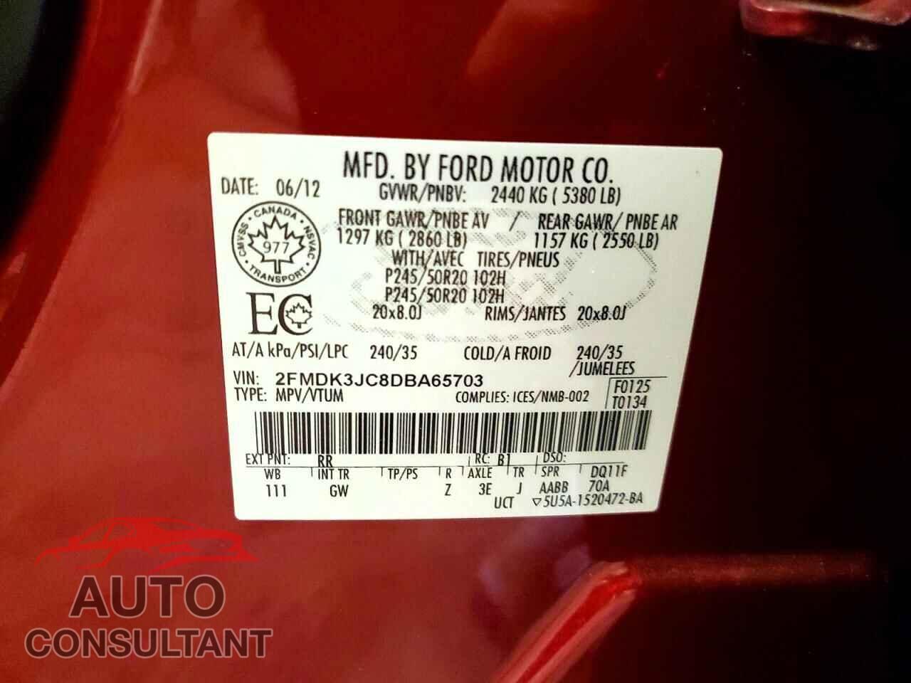 FORD EDGE 2013 - 2FMDK3JC8DBA65703