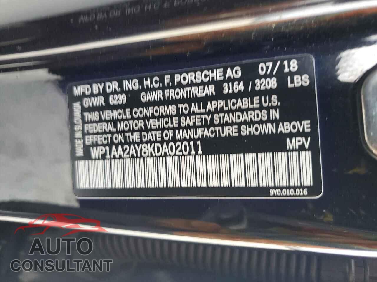 PORSCHE CAYENNE 2019 - WP1AA2AY8KDA02011