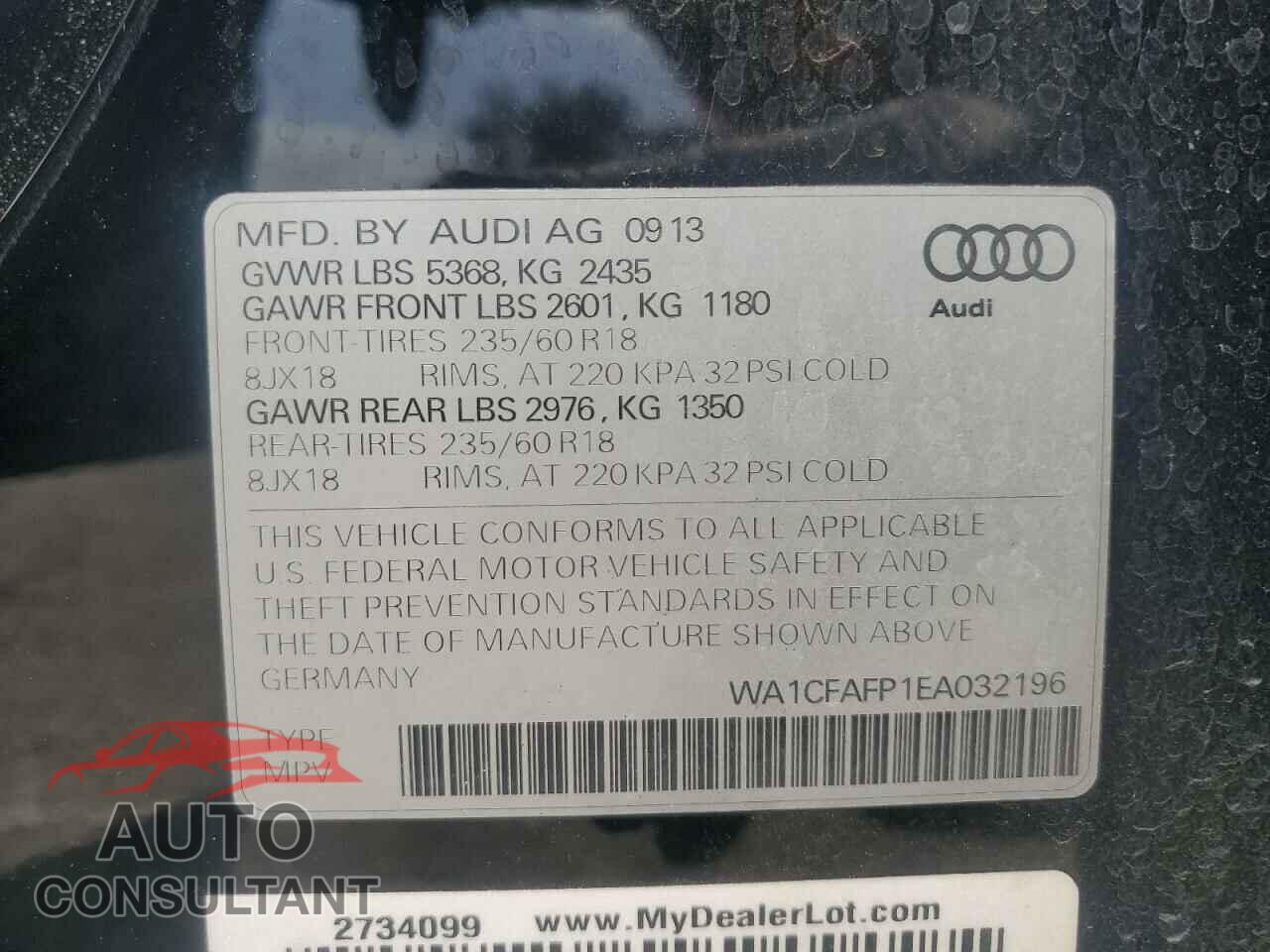 AUDI Q5 2014 - WA1CFAFP1EA032196