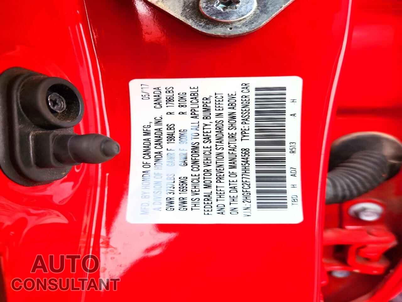 HONDA CIVIC 2017 - 2HGFC2F77HH544568