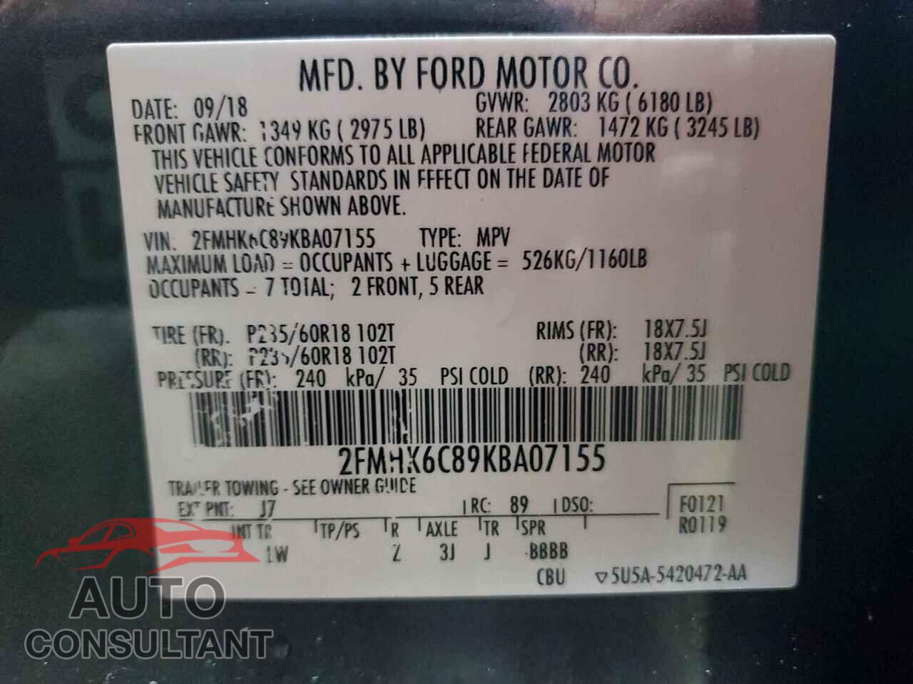 FORD FLEX 2019 - 2FMHK6C89KBA07155