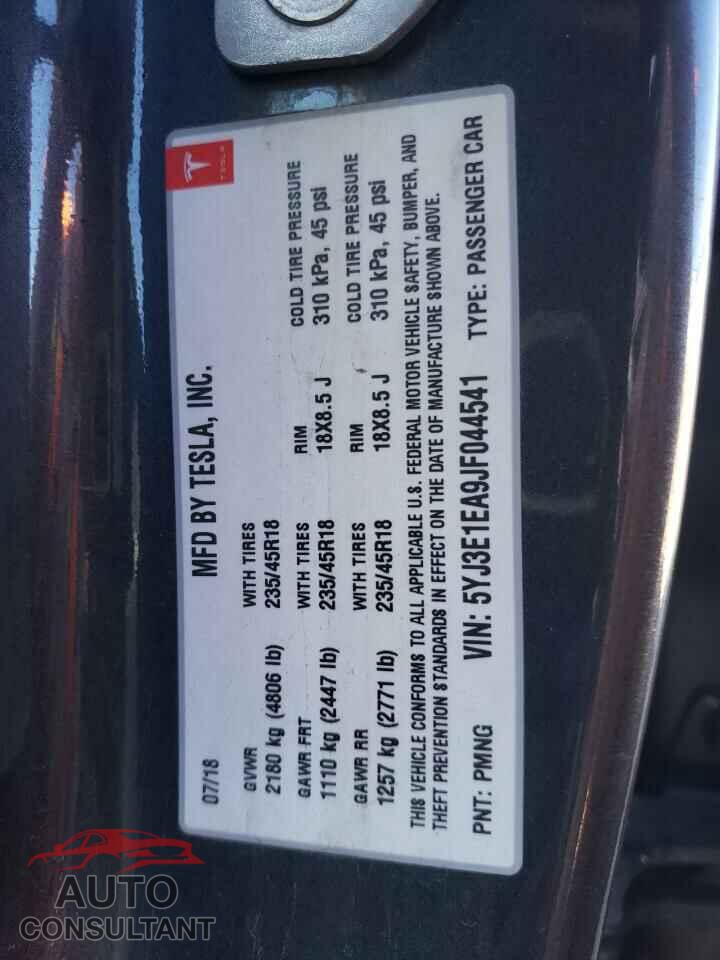 TESLA MODEL 3 2018 - 5YJ3E1EA9JF044541