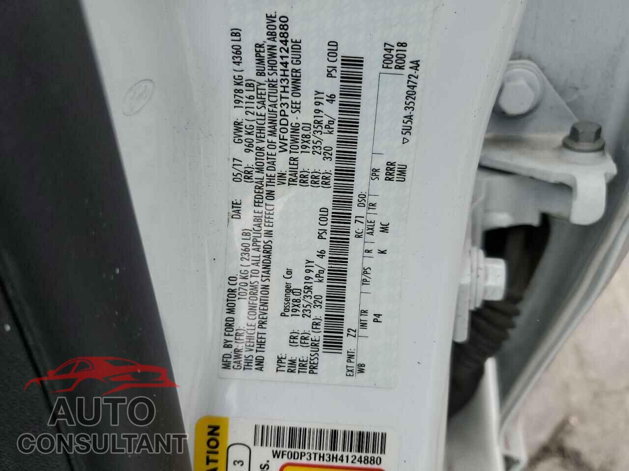 FORD FOCUS 2017 - WF0DP3TH3H4124880