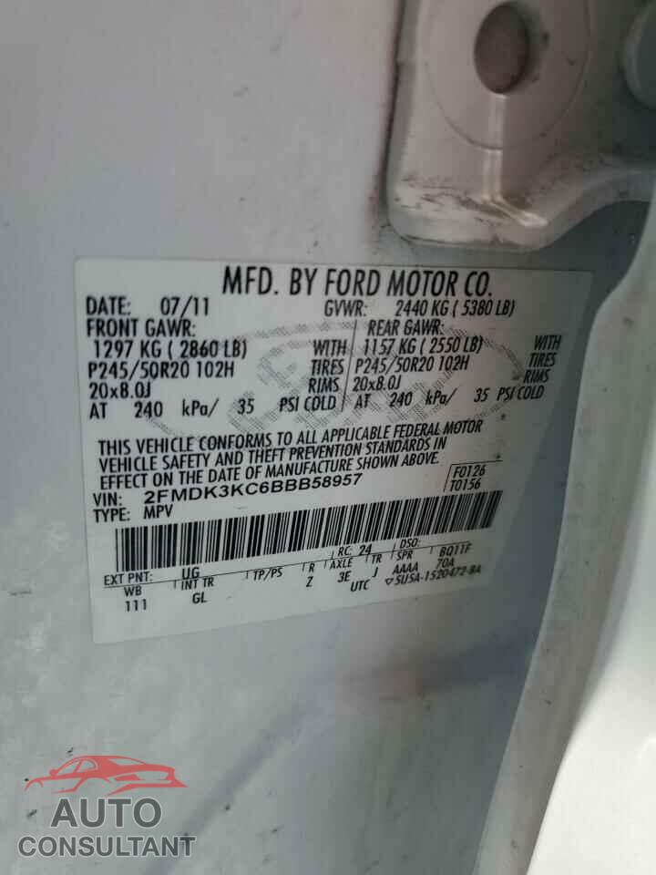 FORD EDGE 2011 - 2FMDK3KC6BBB58957