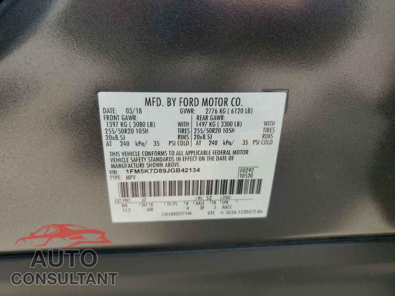FORD EXPLORER 2018 - 1FM5K7D89JGB42134