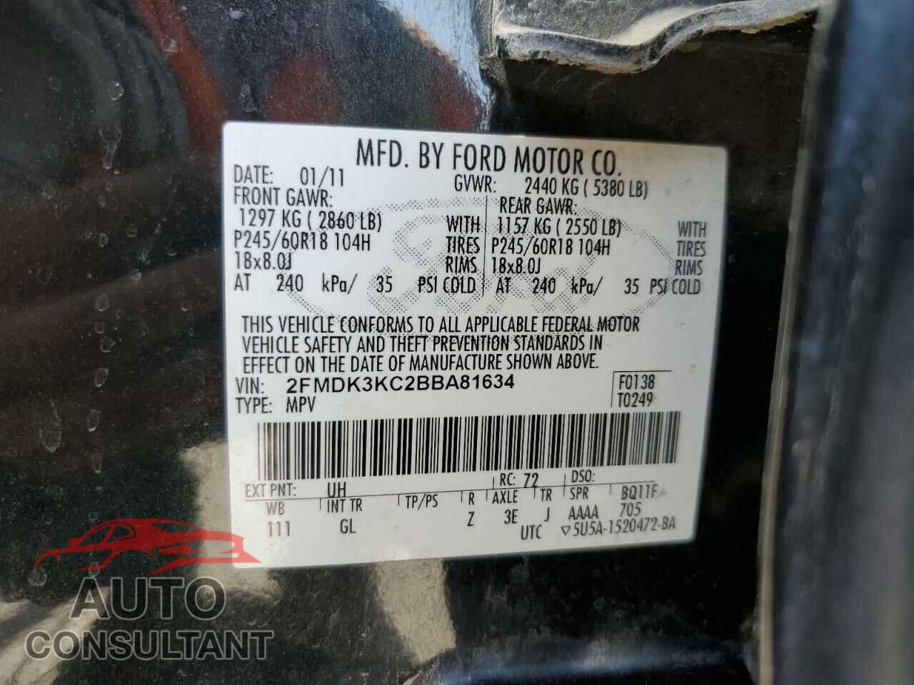 FORD EDGE 2011 - 2FMDK3KC2BBA81634
