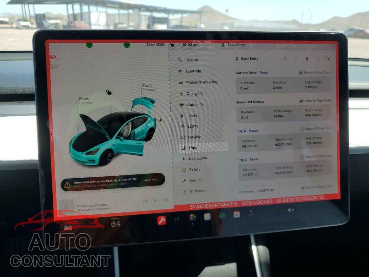 TESLA MODEL 3 2019 - 5YJ3E1EB2KF494719