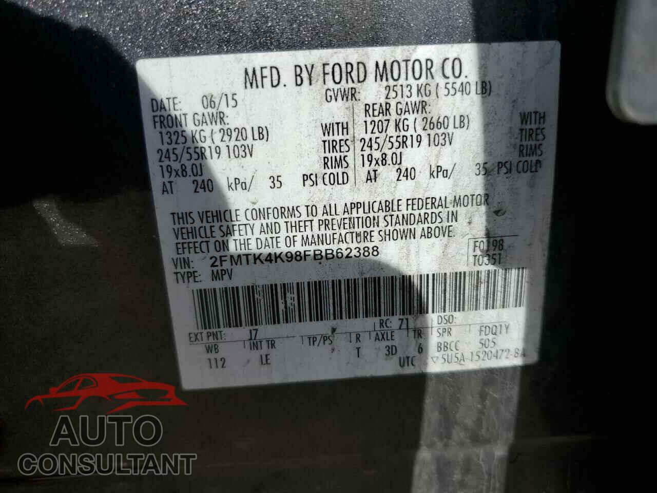 FORD EDGE 2015 - 2FMTK4K98FBB62388