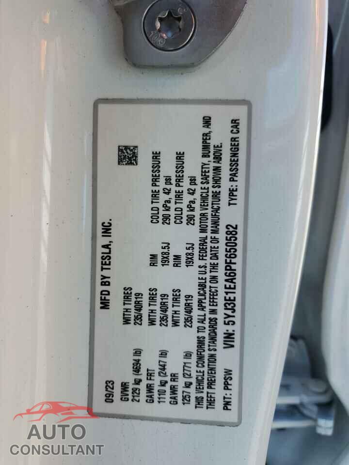 TESLA MODEL 3 2023 - 5YJ3E1EA6PF650582