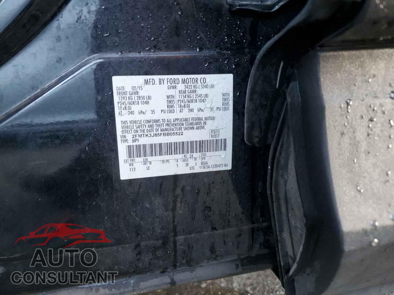 FORD EDGE 2015 - 2FMTK3J85FBB05522