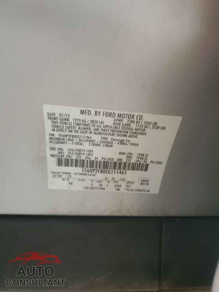FORD TAURUS 2014 - 1FAHP2F80EG111465