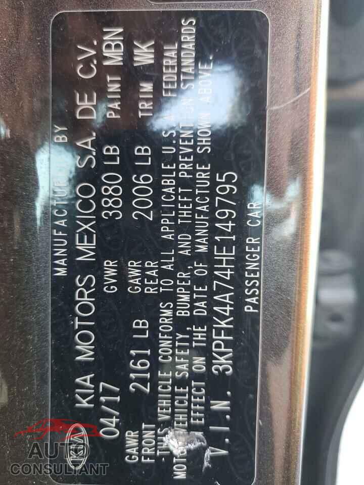 KIA FORTE 2017 - 3KPFK4A74HE149795