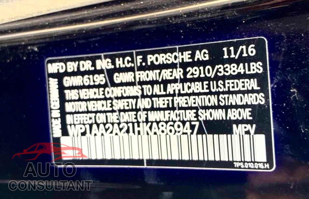 PORSCHE CAYENNE 2017 - WP1AA2A21HKA86947