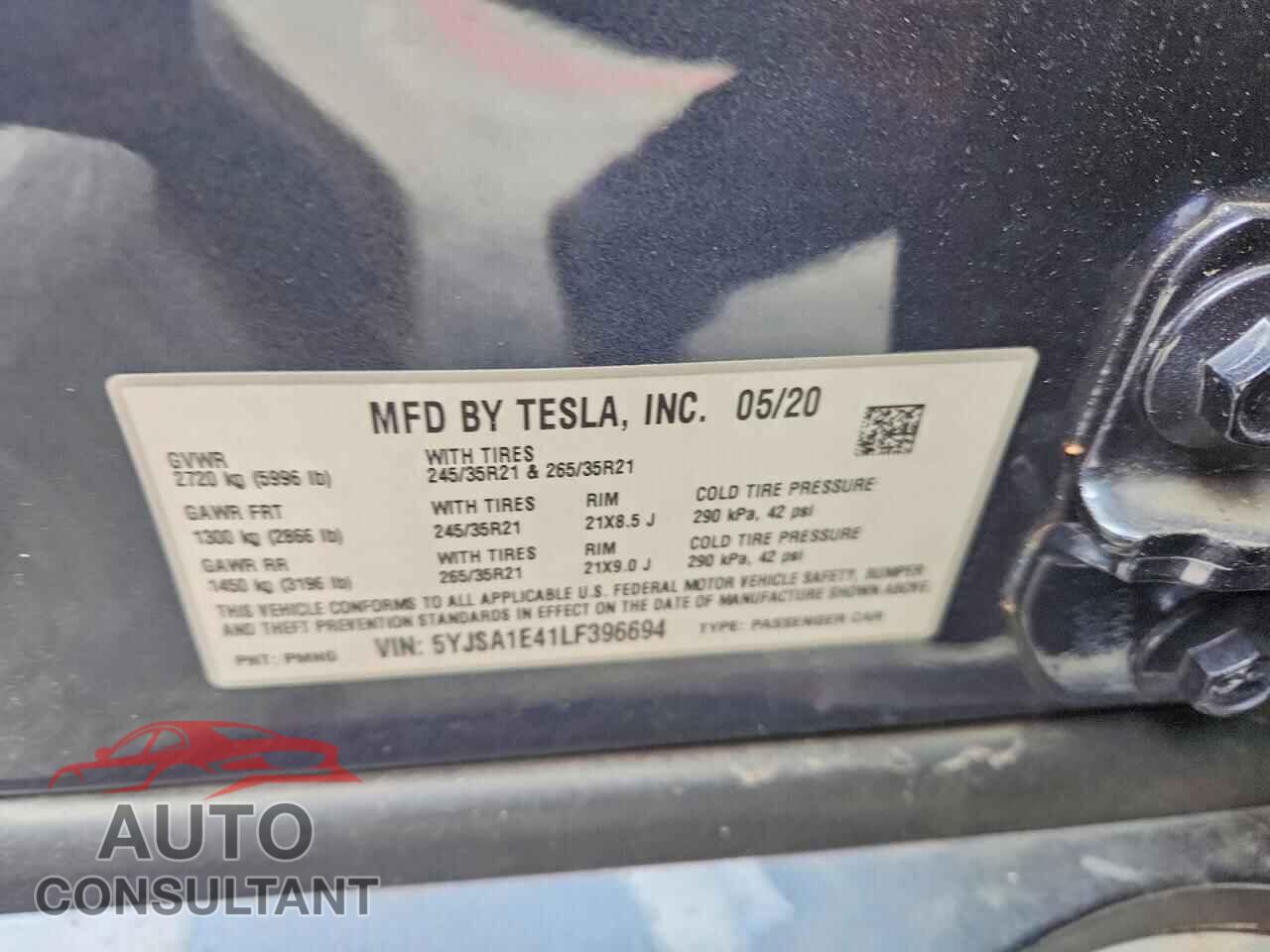 TESLA MODEL S 2020 - 5YJSA1E41LF396694