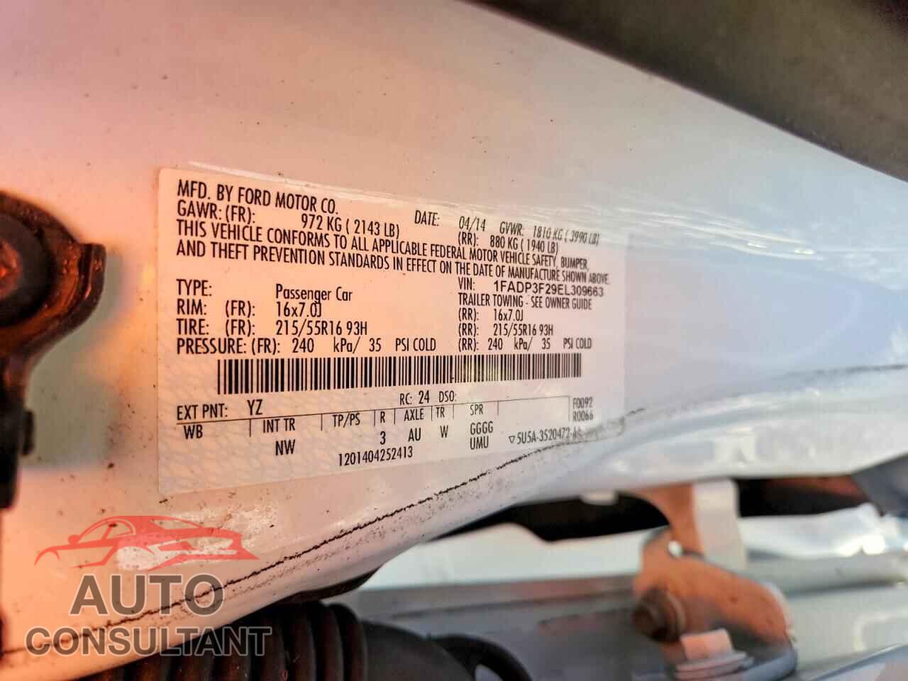 FORD FOCUS 2014 - 1FADP3F29EL309663
