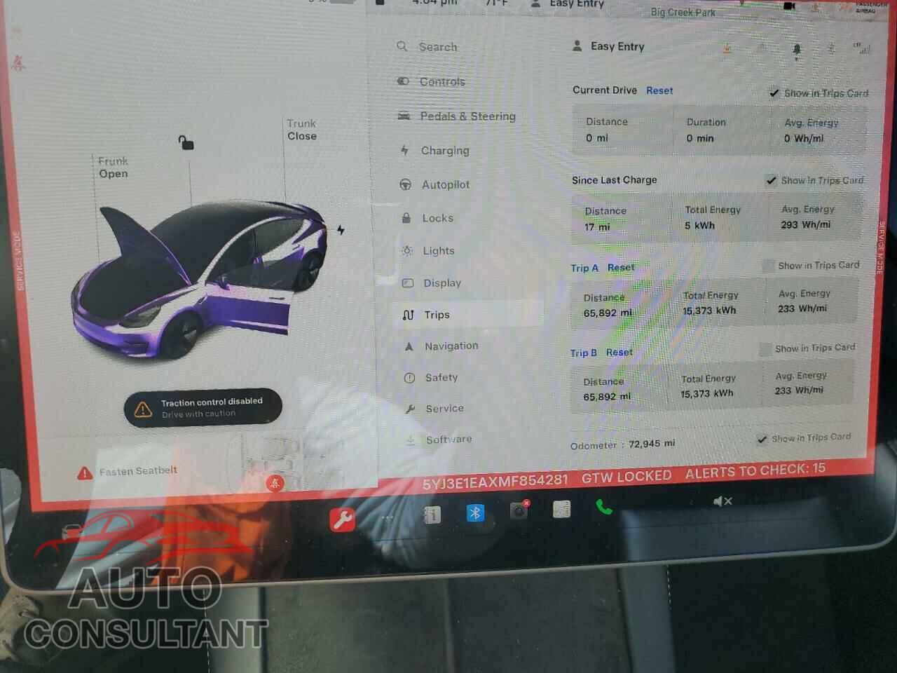 TESLA MODEL 3 2021 - 5YJ3E1EAXMF854281