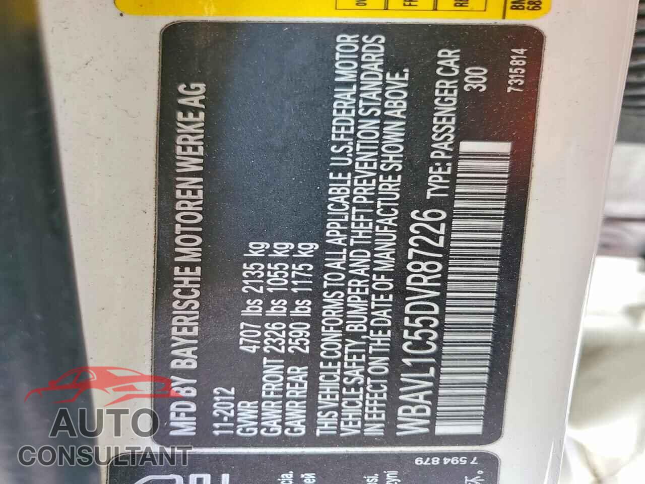 BMW X1 2013 - WBAVL1C55DVR87226