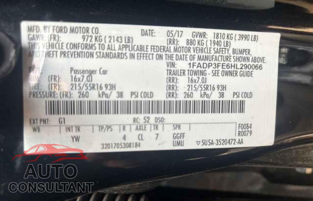 FORD FOCUS 2017 - 1FADP3FE6HL290066