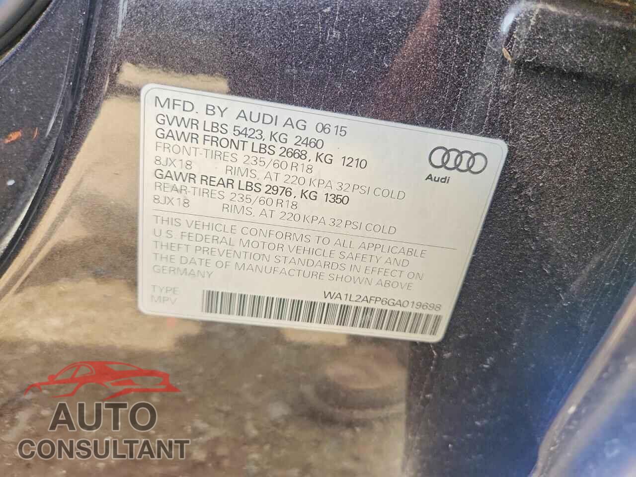 AUDI Q5 2016 - WA1L2AFP6GA019698